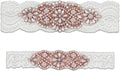 Wedding Garters for Bride with Non-Slip Silicone, Lace Bridal Garter Set with Clear Rhinestones Crystal Pearl
