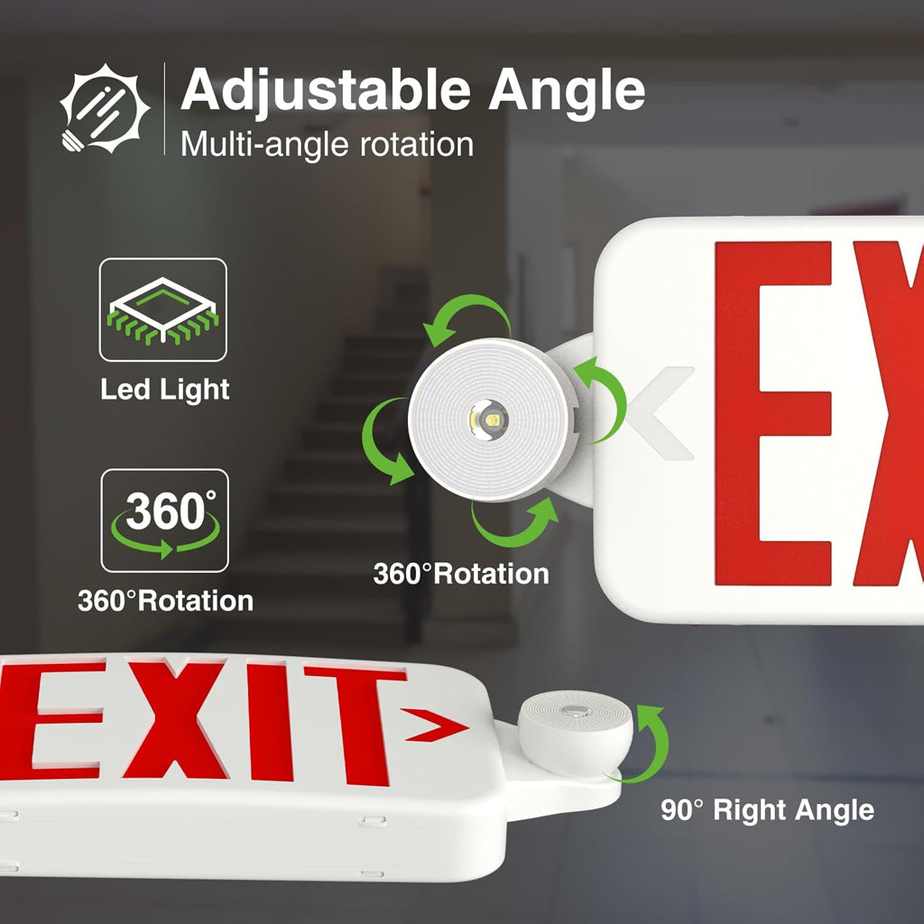 6 Pack Red LED Exit Signs with Emergency Lights