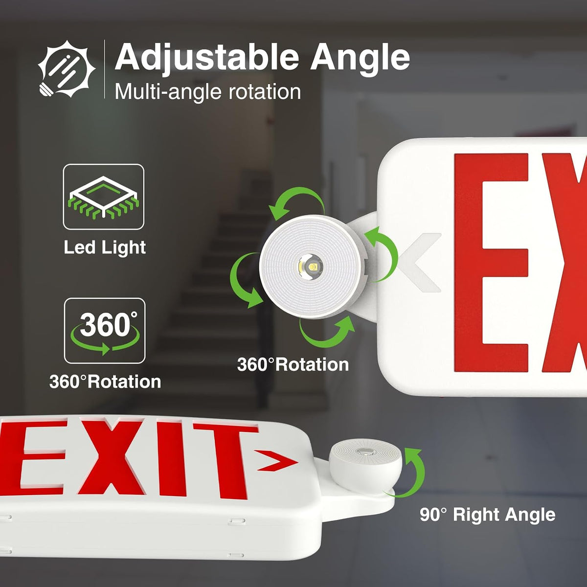 6 Pack Red LED Exit Signs with Emergency Lights