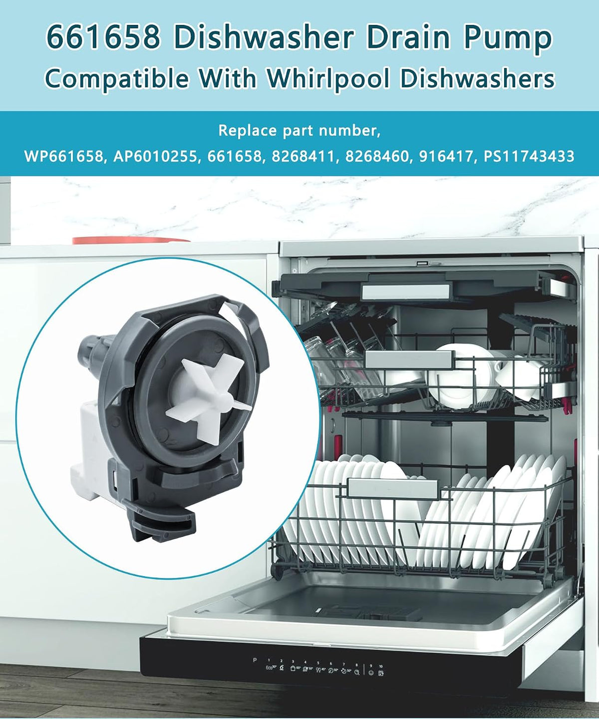 661658 WP661658 Dishwasher Drain Pump