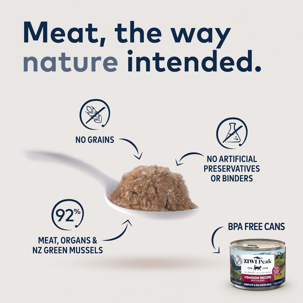 Peak Canned Wet Cat Food, Venison, 92% Meat & Organs, 12 x 6.5 oz