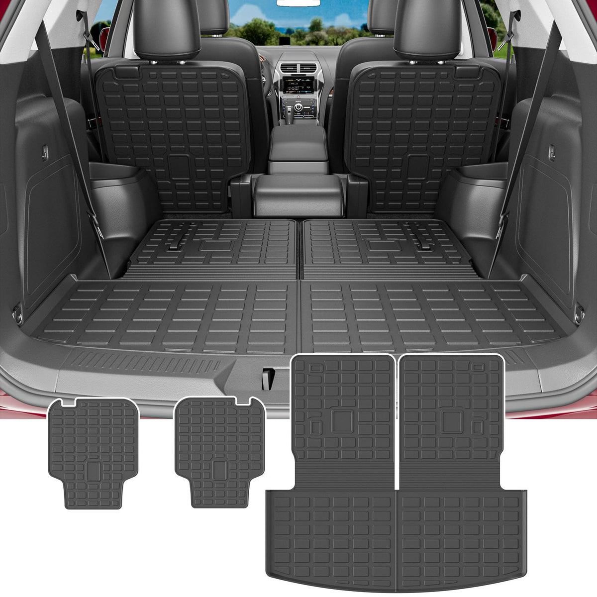 Cargo Mat with Backrest Mats Compatible with 2020-2026 Ford Explorer