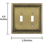 Sunken Pearls Heavy-Duty 2 Toggle Light Switch Plate, Antique Brass, 1 Pack