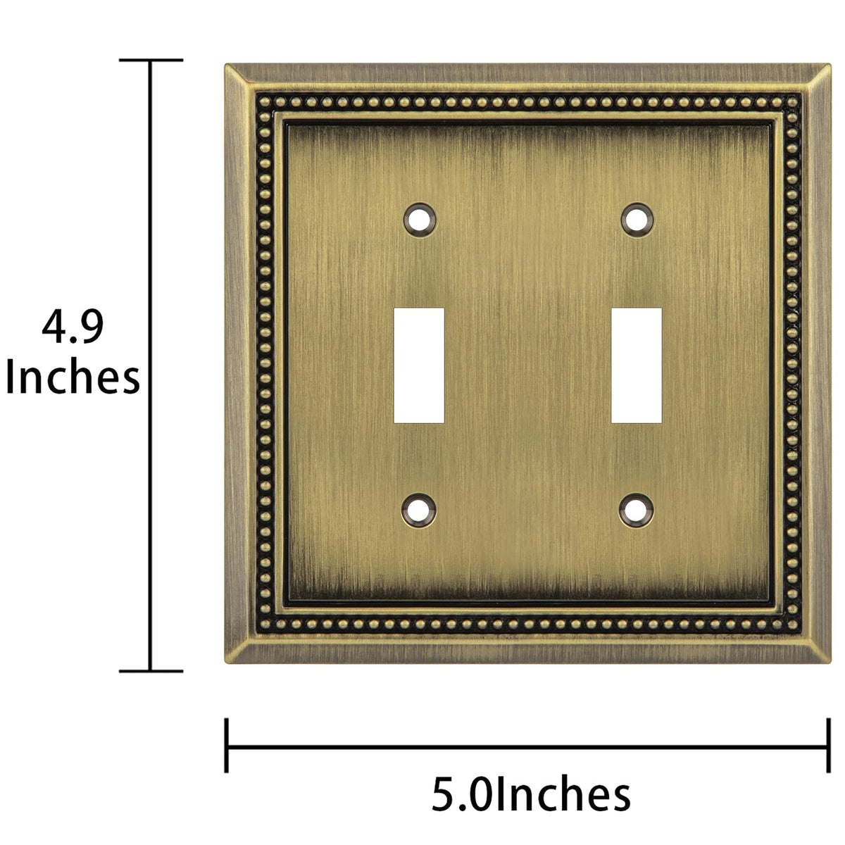 Sunken Pearls Heavy-Duty 2 Toggle Light Switch Plate, Antique Brass, 1 Pack