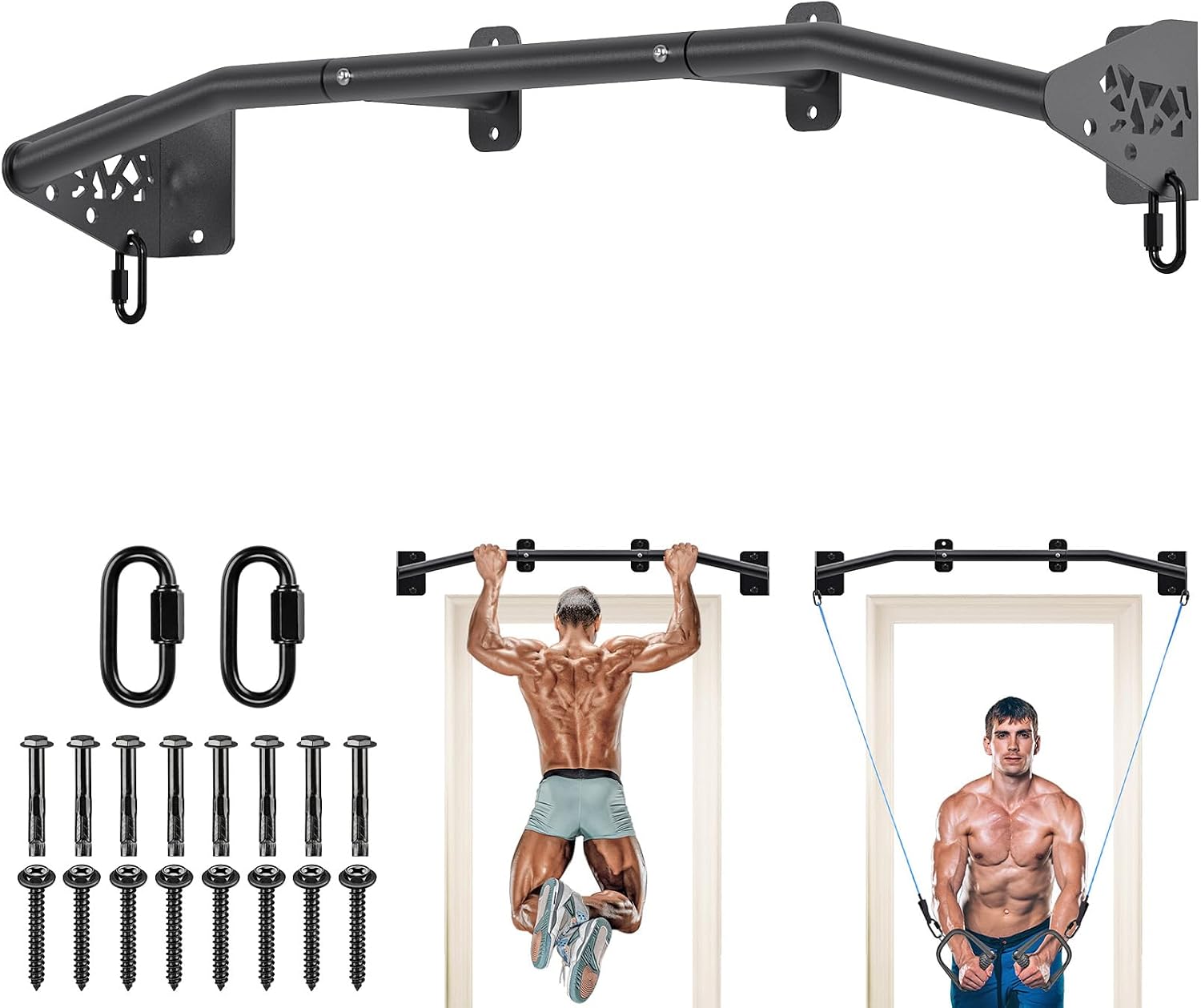32"/36" Wall Mount Pull Up Bar Joist Mount Chin Up Bar for Doorway | Heavy Duty Steel Construction Support 450 lb