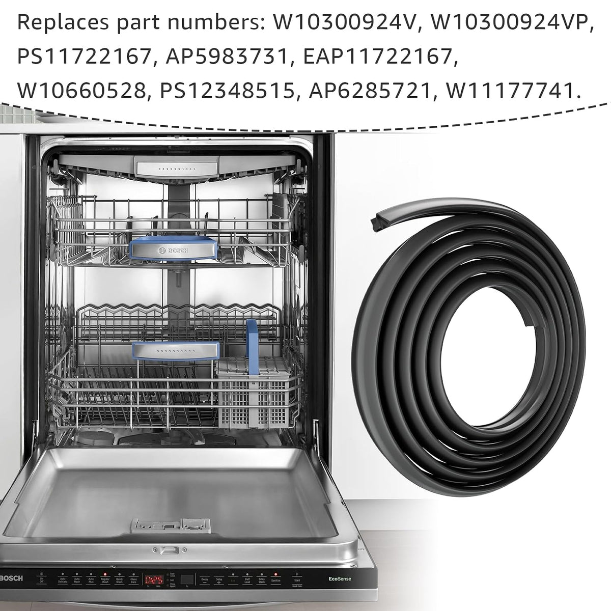Dishwasher Door Seal W11177741 Fit for Whirlpool KitchenAid Kenmore
