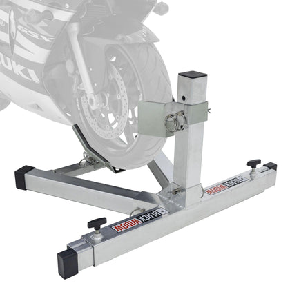 Motorcycle Wheel Chock, Adjustable Aluminum Stand Fits 15-22" Tires, Heavy Duty Stabilizer for Transport, Garage or