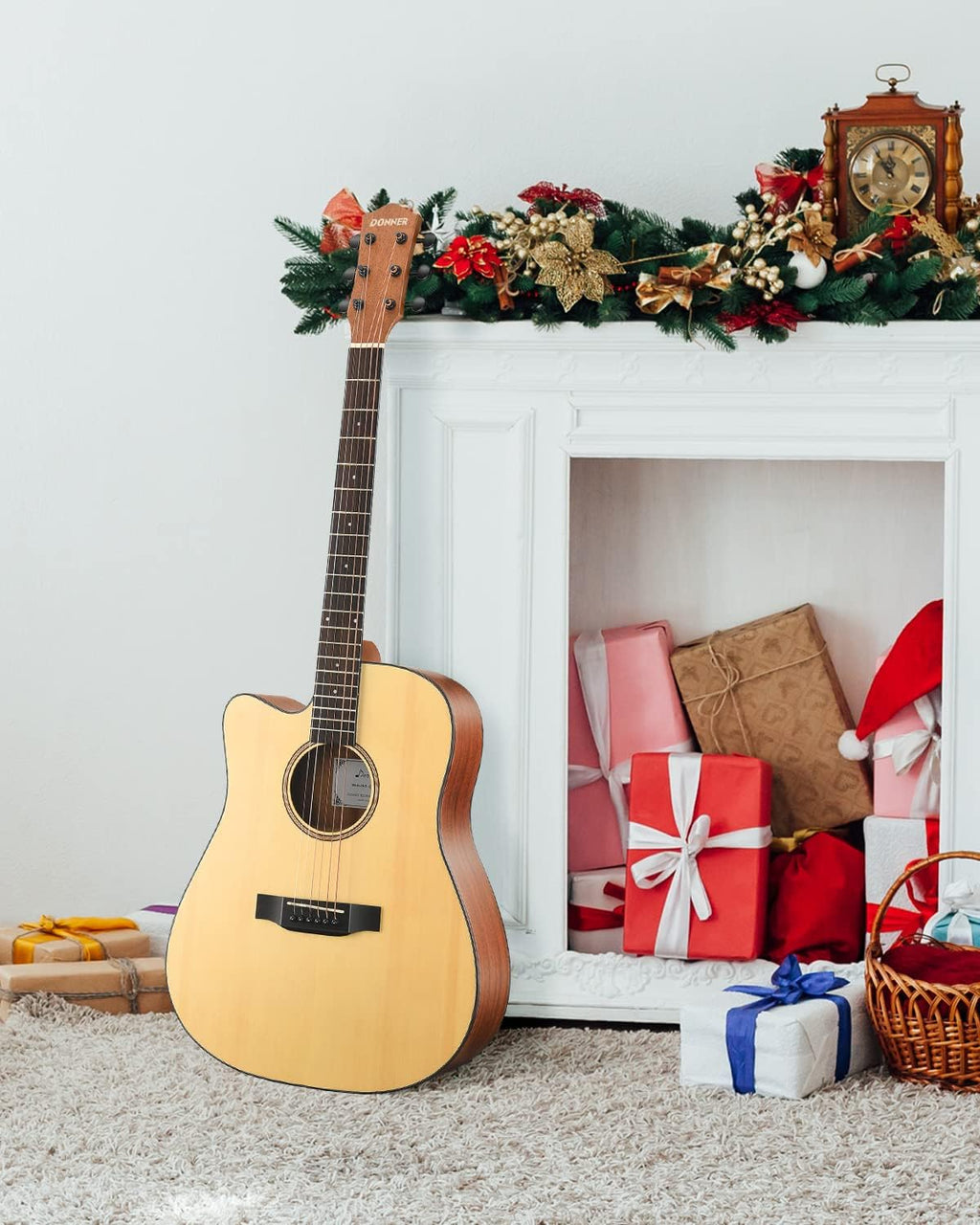 Left Handed Acoustic Guitar Kit for Beginner Adult Full Size Cutaway Lefty Acustica Guitarra Bundle Set with Bag