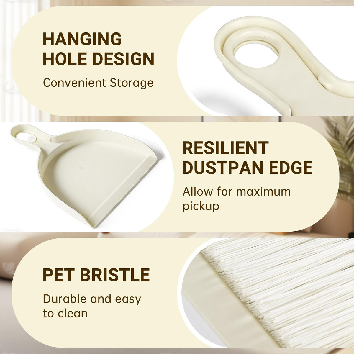 2PCS Small Dust Pan and Brush Set, Mini Broom Dustpan Kit