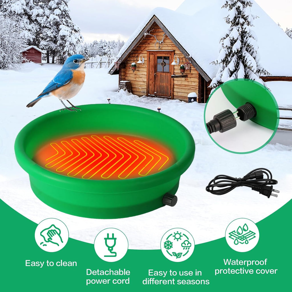 Standing Heated Bird Bath for Outdoors for Winter, 75W Heated Bird Baths with Detachable Power Cord,Thermostatic