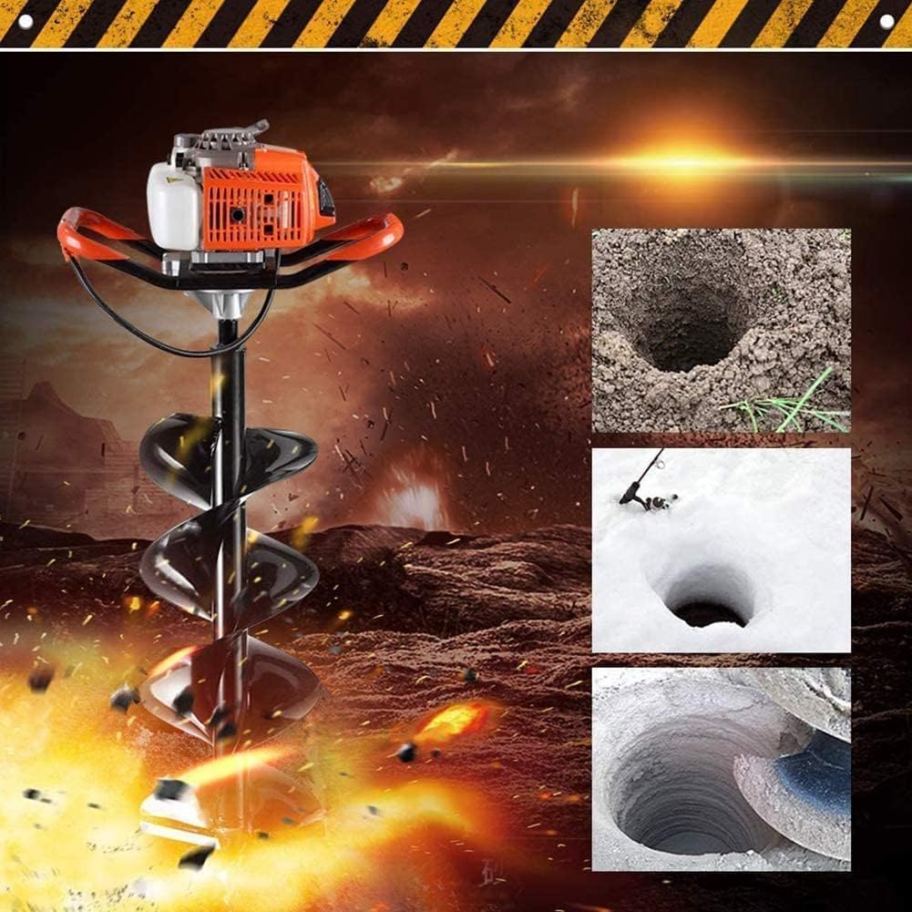 85cc Auger Post Hole Digger Gas Powered Earth Digger 2-Stroke Petrol | w/ 3 Auger Bits (4" 8" 12") + 2 Extension Bar