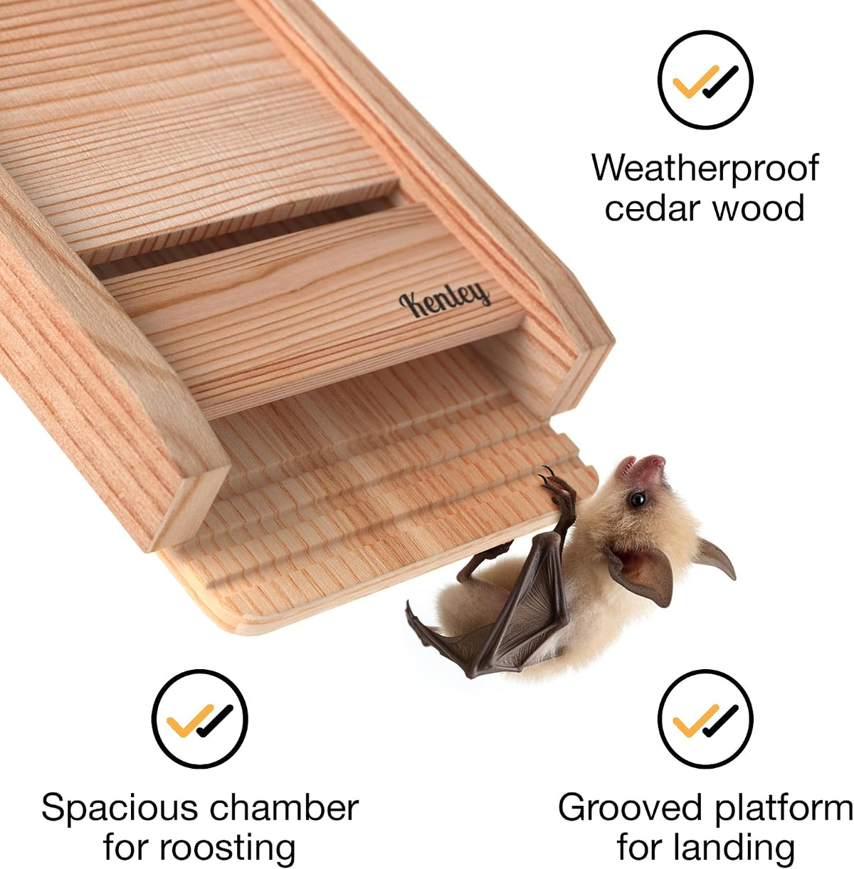 Bat House - Handcrafted Bat Box for Outside from Cedar Wood - One Chamber