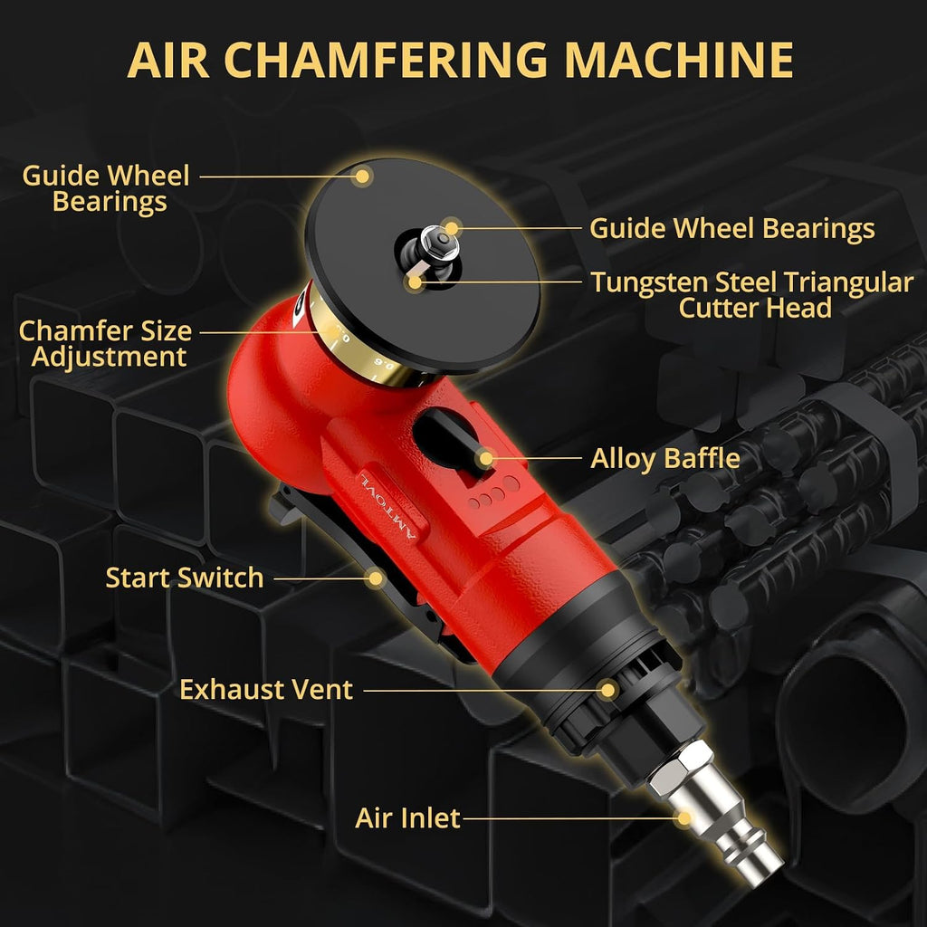 AMTOVL Pneumatic Chamfering Tool, Mini Air Chamfer Tool W/ 10C & 10R Blades