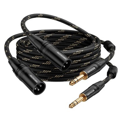 XLR to 1/4 inch (6.35mm) 25ft 2packs, XLR Male to 1/4 Male | TRS to XLR Cable, Quarter Inch Microphone Cable Nylon
