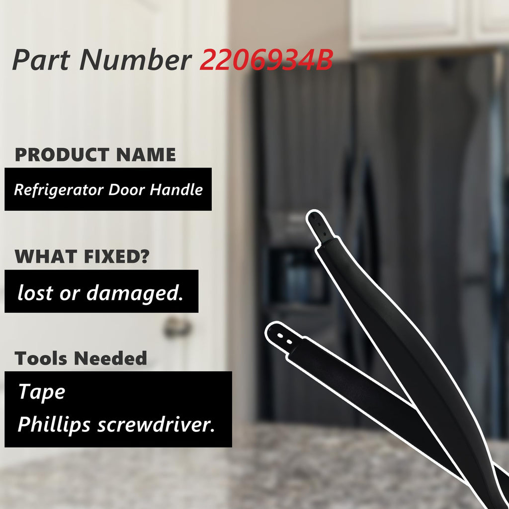 2206934B Refrigerator Door Handle Black Compatible with Whirlpool/Kenmore