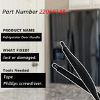 2206934B Refrigerator Door Handle Black Compatible with Whirlpool/Kenmore