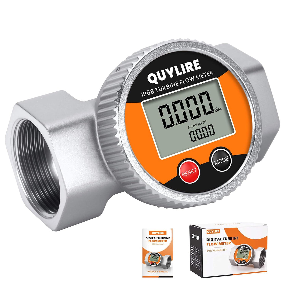 Waterproof 1.5 Inch Flow Meter for Hot/Cold Water, Fuel & Liquids