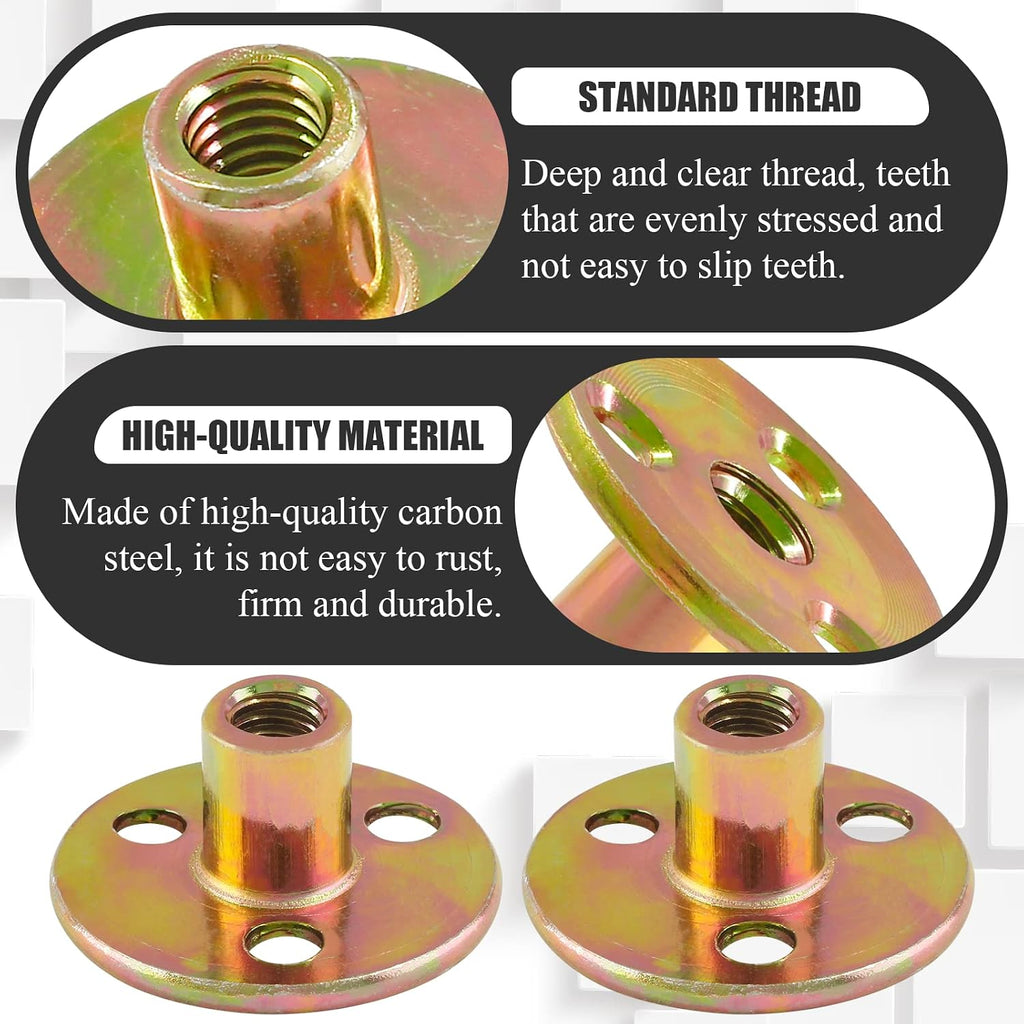 12Pcs 3/8"-16 Carbon Steel T-Nut Zinc-Plated Insert Nuts
