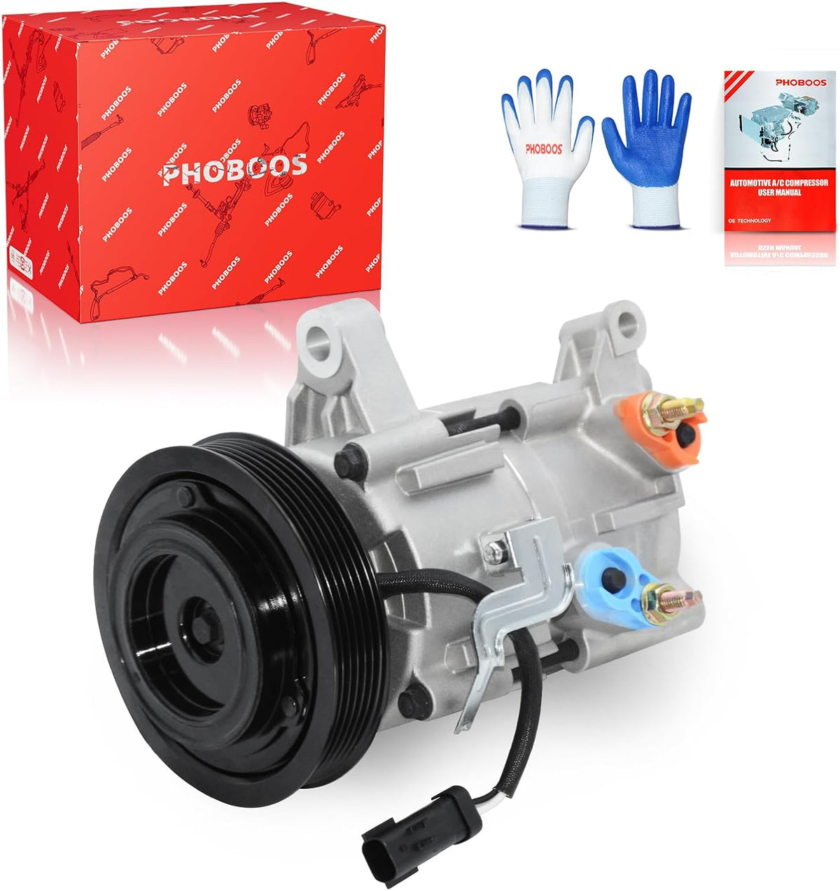 PHOBOOS A/C Compressor with Clutch Compatible with Dodge & Jeep