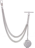 Made in The UK Silver Colour Albert Pocket Watch Chain with Locket Pendant