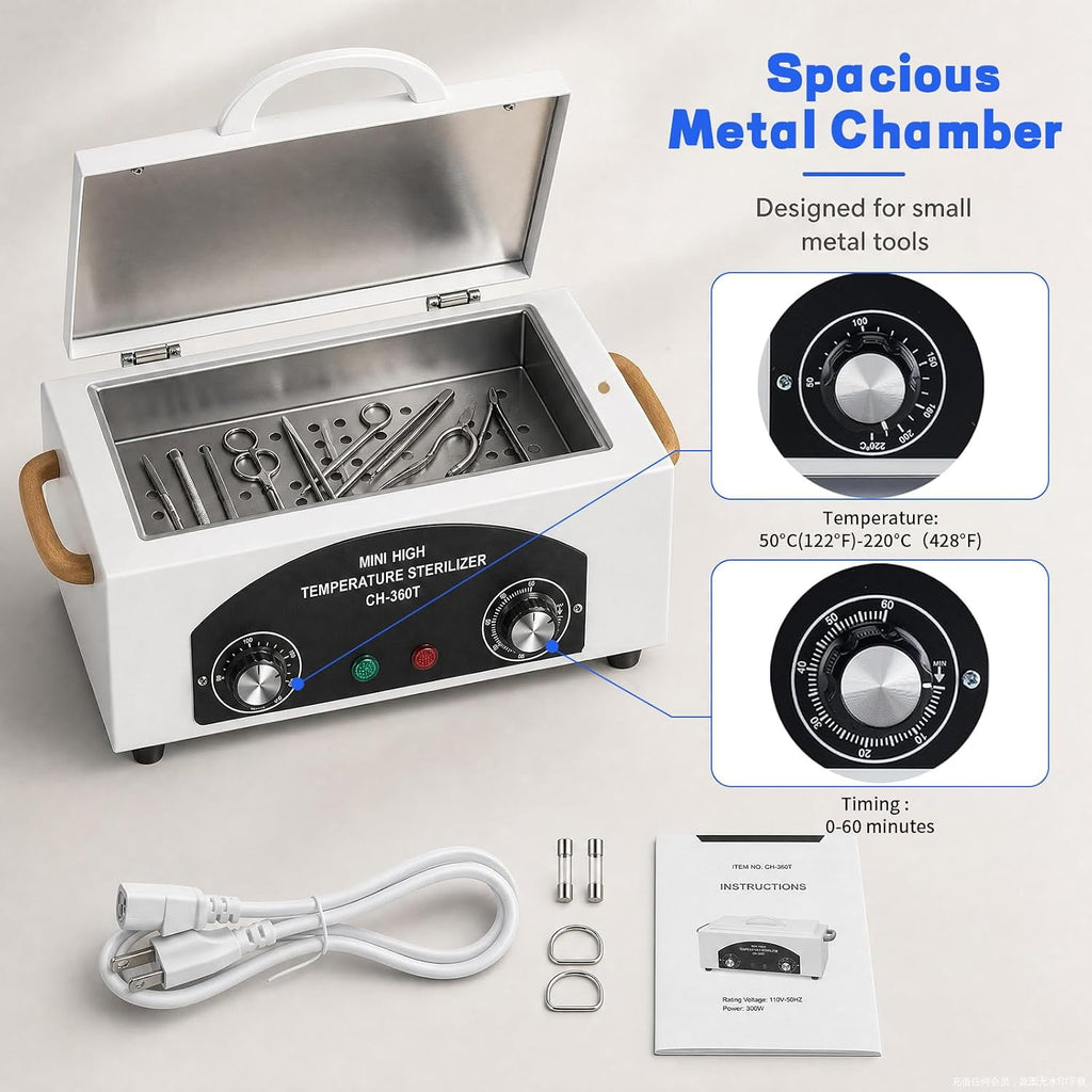 High Temperature Sterilizer Autoclave Machine, 110V 300W 1.5L Metal Tool Cleaner Machine, esterilizador de manicura
