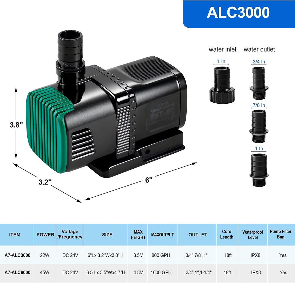Ultra Quiet 22W 800GPH Aquarium Water Pump Fish Tank Pump