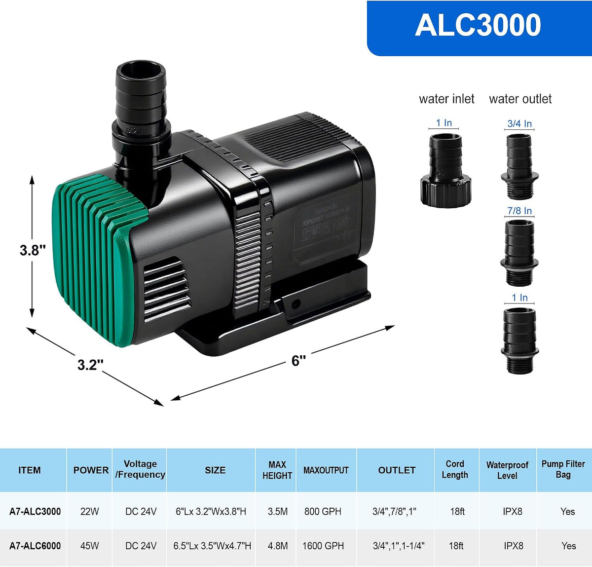 Ultra Quiet 22W 800GPH Aquarium Water Pump Fish Tank Pump