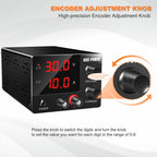 NICE-POWER DC Power Supply Variable 0~30V 0~10A, 3-Digits LED Display Current and Voltage Adjustable 150W Fixed with Encoder DC Bench Power Supply 15V 10A/30V 5A,Electroplating DIY etc PSU