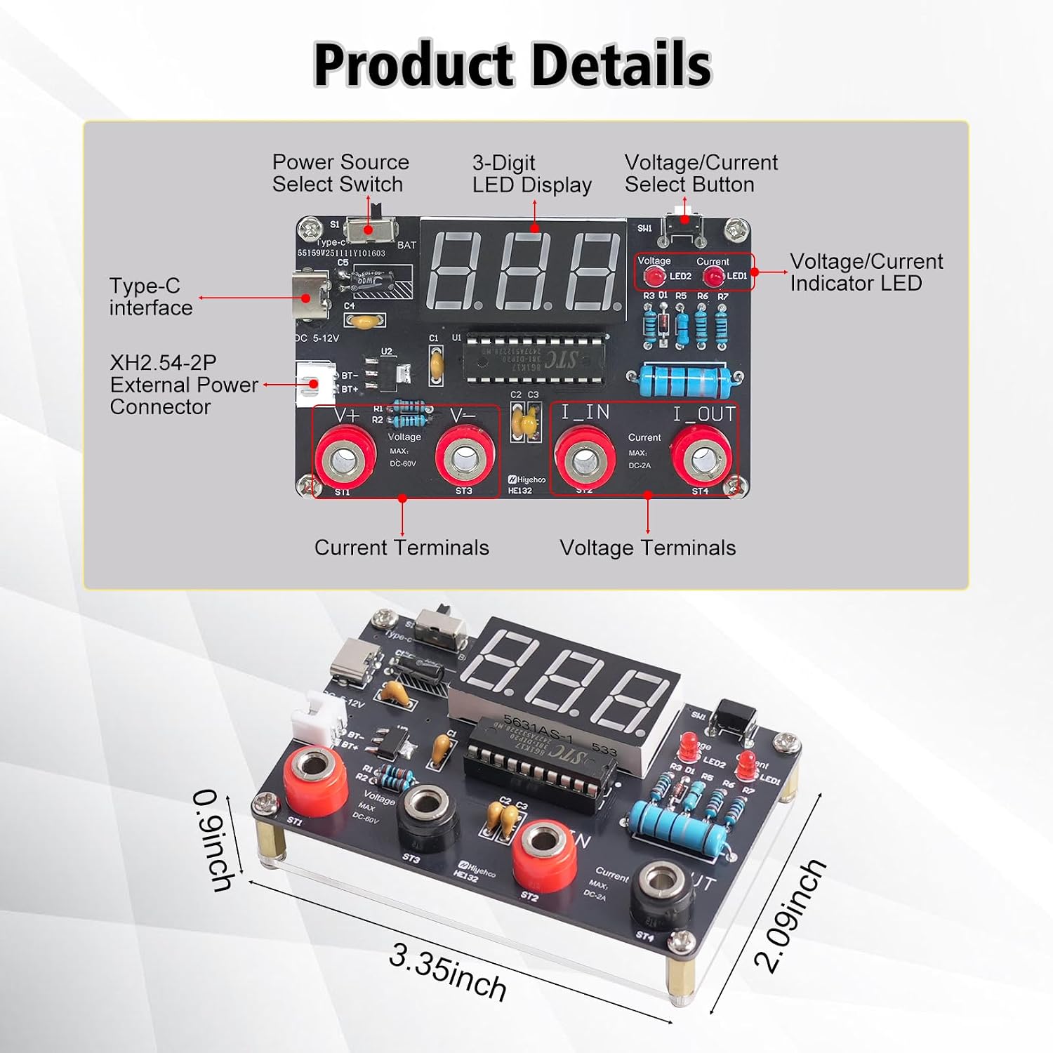 DIY Digital Voltmeter & Ammeter Soldering Practice Kit | DC Voltage Current Meter with LED Display, Test Leads, Dual