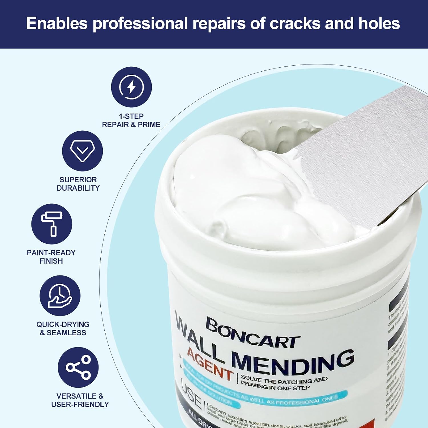 8.6Oz Drywall Patch Repair Kit – Professional All-in-1 Tool Set | Includes Scrapers, Putty Knife, Texture Sponge