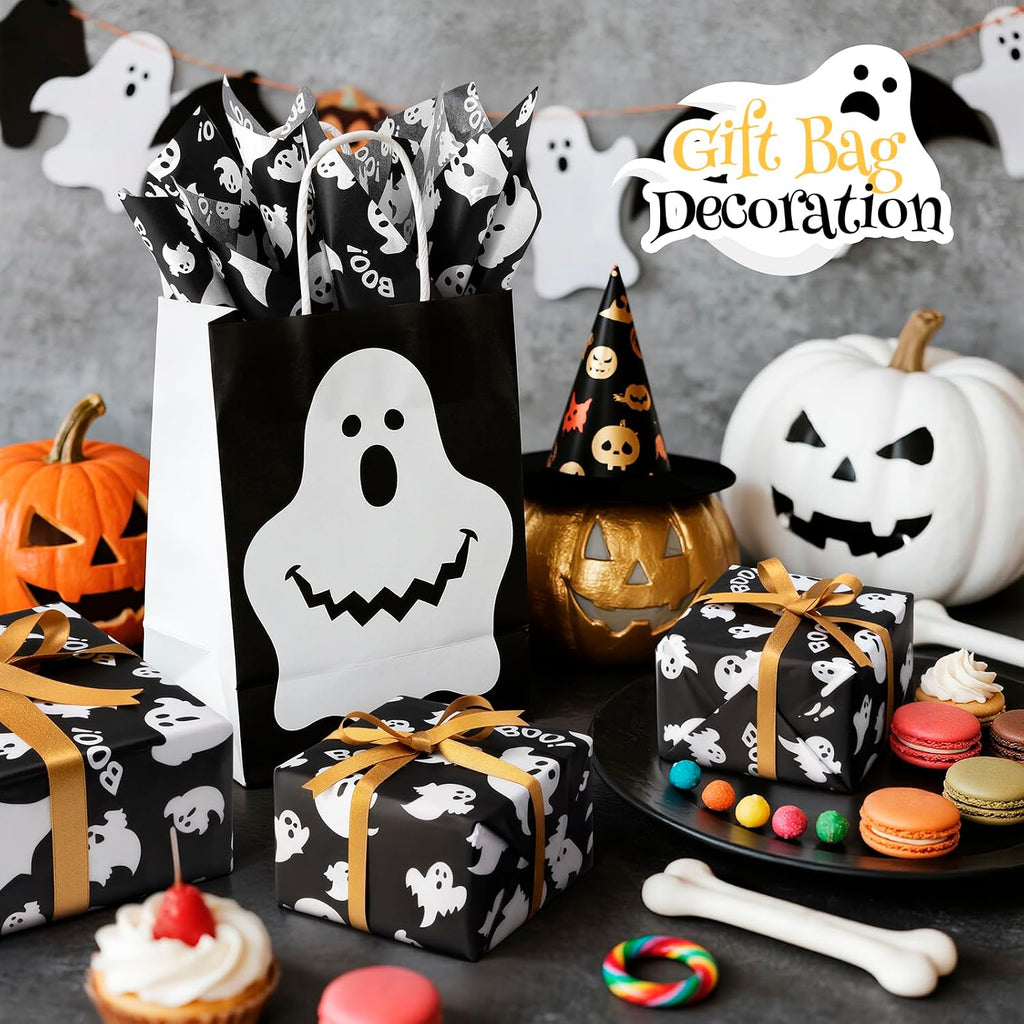 Halloween Tissue Paper for Gift Bags, Ghost Pattern 30 Sheets