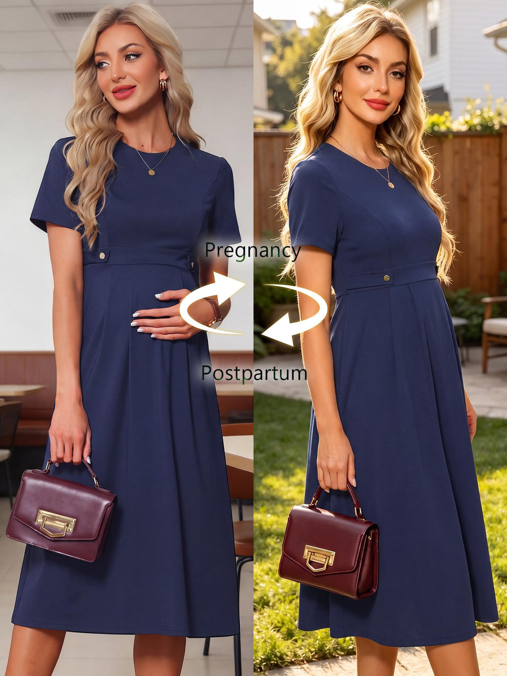 Maternity Work Dress Formal Business Office Blue