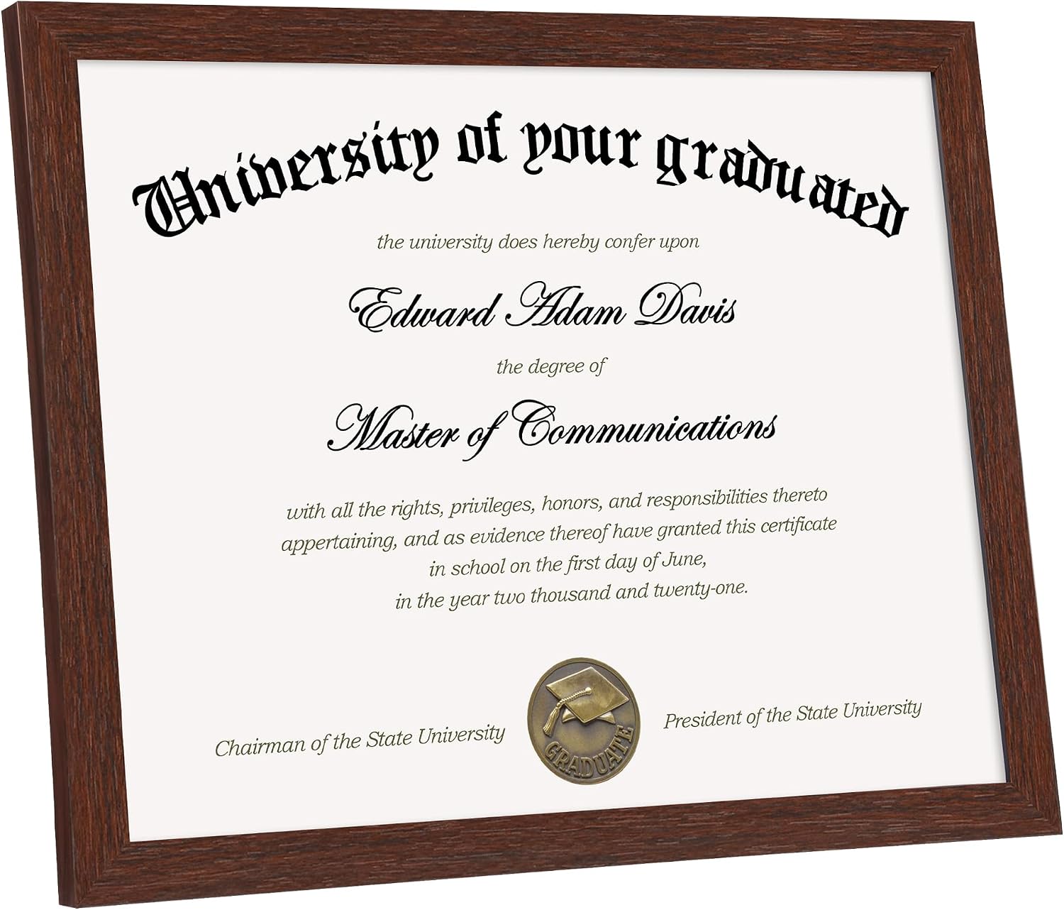 Certificate Frame, 8.5 by 11 Diploma Frames, 1 Pack, Mahogany | Clear Plexiglass, 8.5x11 Document Degree Frames for