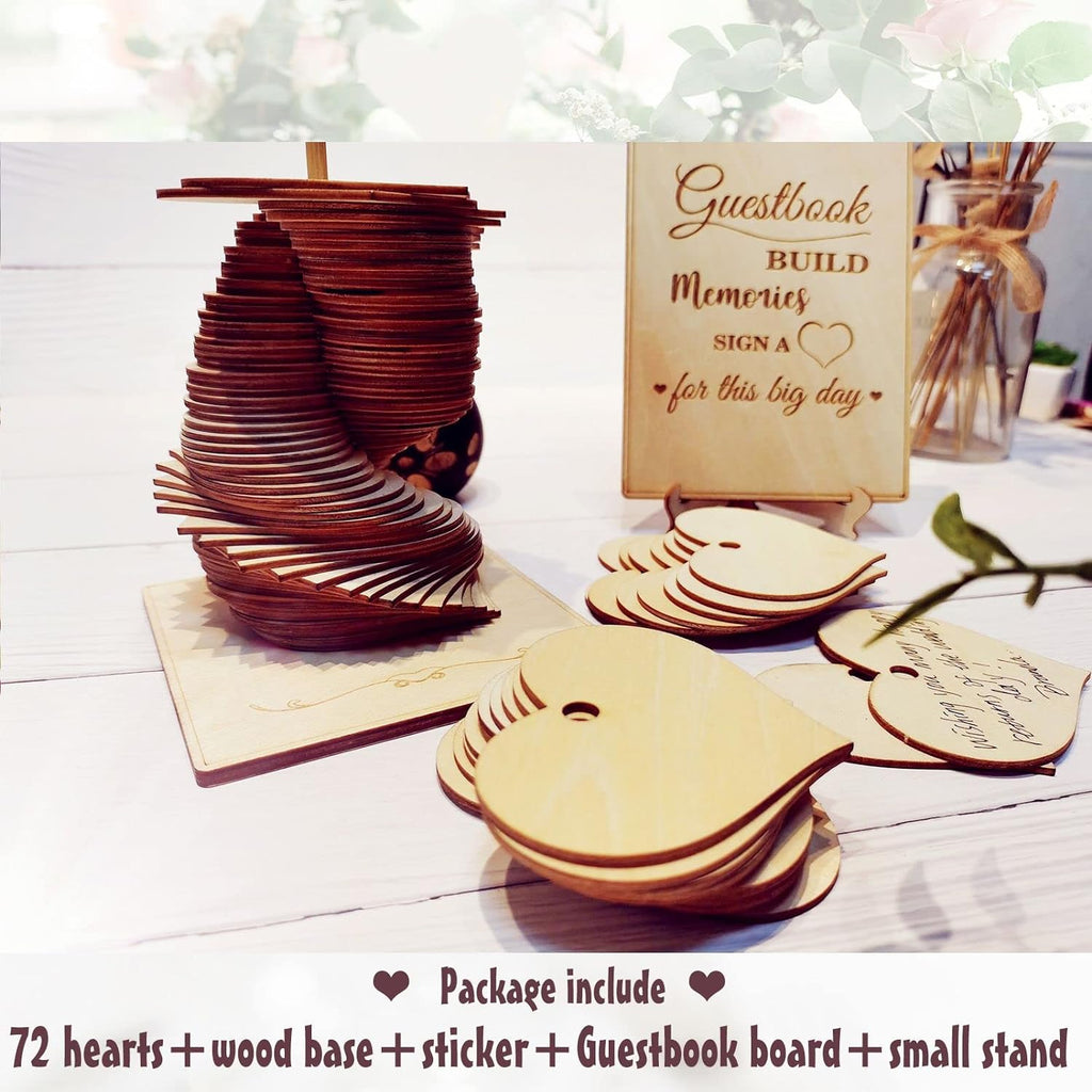 Wedding Guest Book Alternative Sign 72 Wood Hearts Guest Book Wedding Reception, Wedding Decorations Baby Shower 1st
