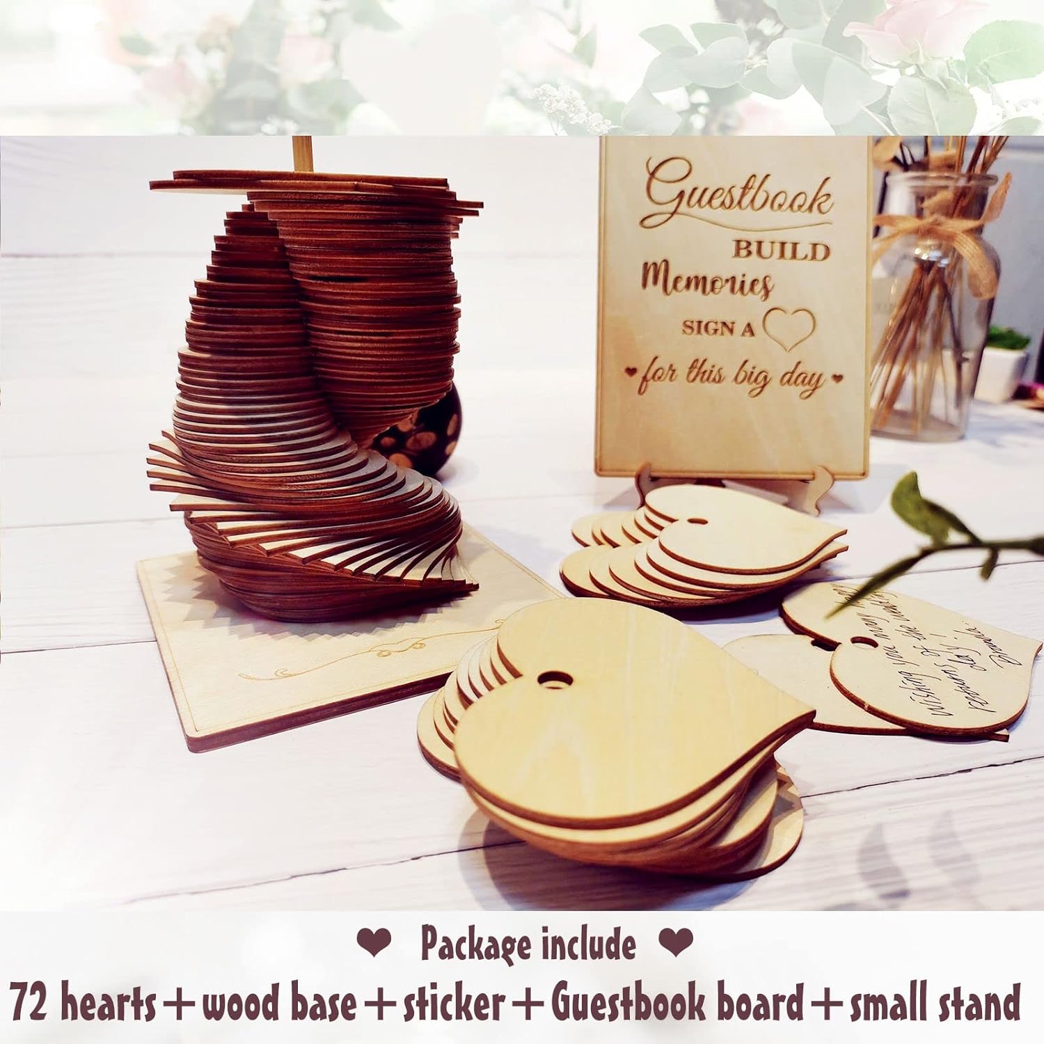 Wedding Guest Book Alternative Sign 72 Wood Hearts Guest Book Wedding Reception, Wedding Decorations Baby Shower 1st