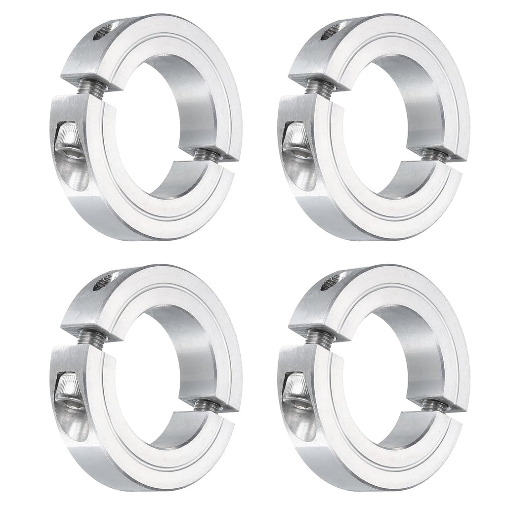 uxcell 4Pcs Double Split Clamp-On Shaft Collar 1-1/4" Bore, Aluminum Alloy