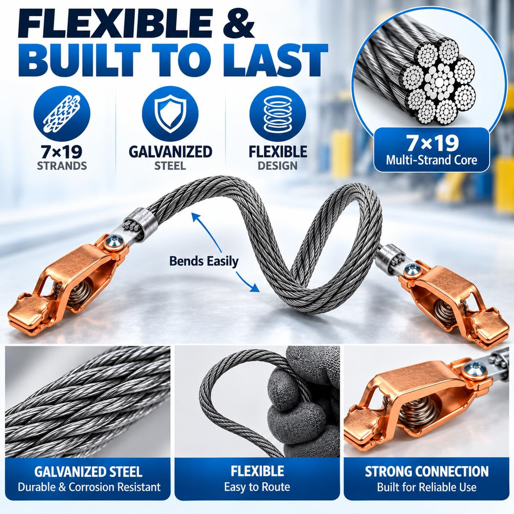 2-Pack 3ft Flexible Bonding Wire with Alligator Clips