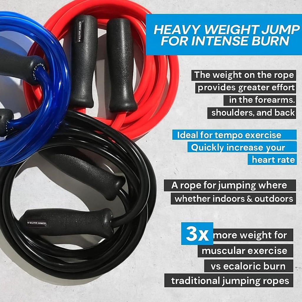 Elite Jumps Muay Thai 2.0 Weighted Jump Rope for MMA, 1.1 lbs, 8 ft | Heavy resistance rope for Muay Thai, MMA and
