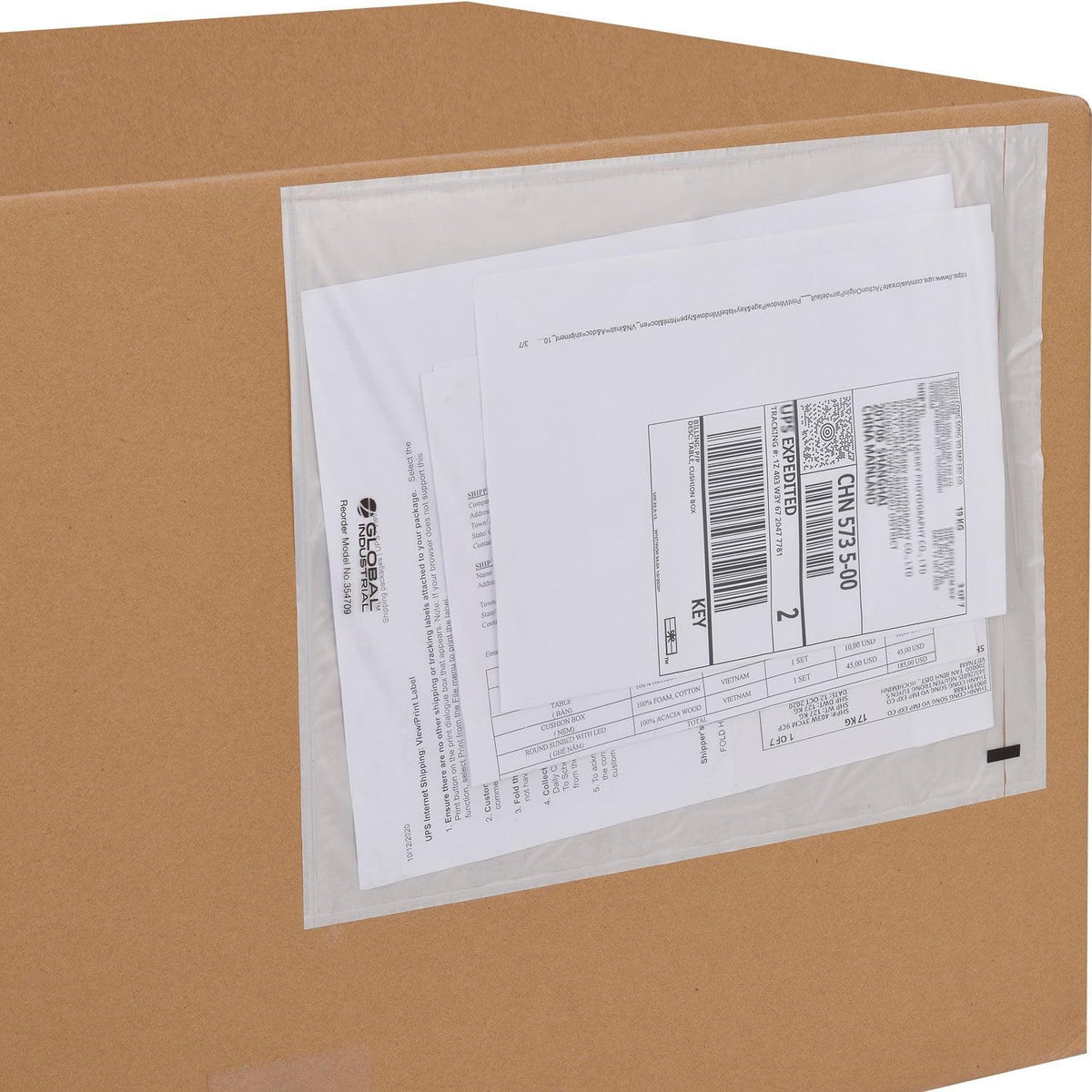 Side Opening Packing List Envelopes with Adhesive Backing, 2 Mil Thick, 12"L x 10"W, Clear, 500/Pack, Tamperproof