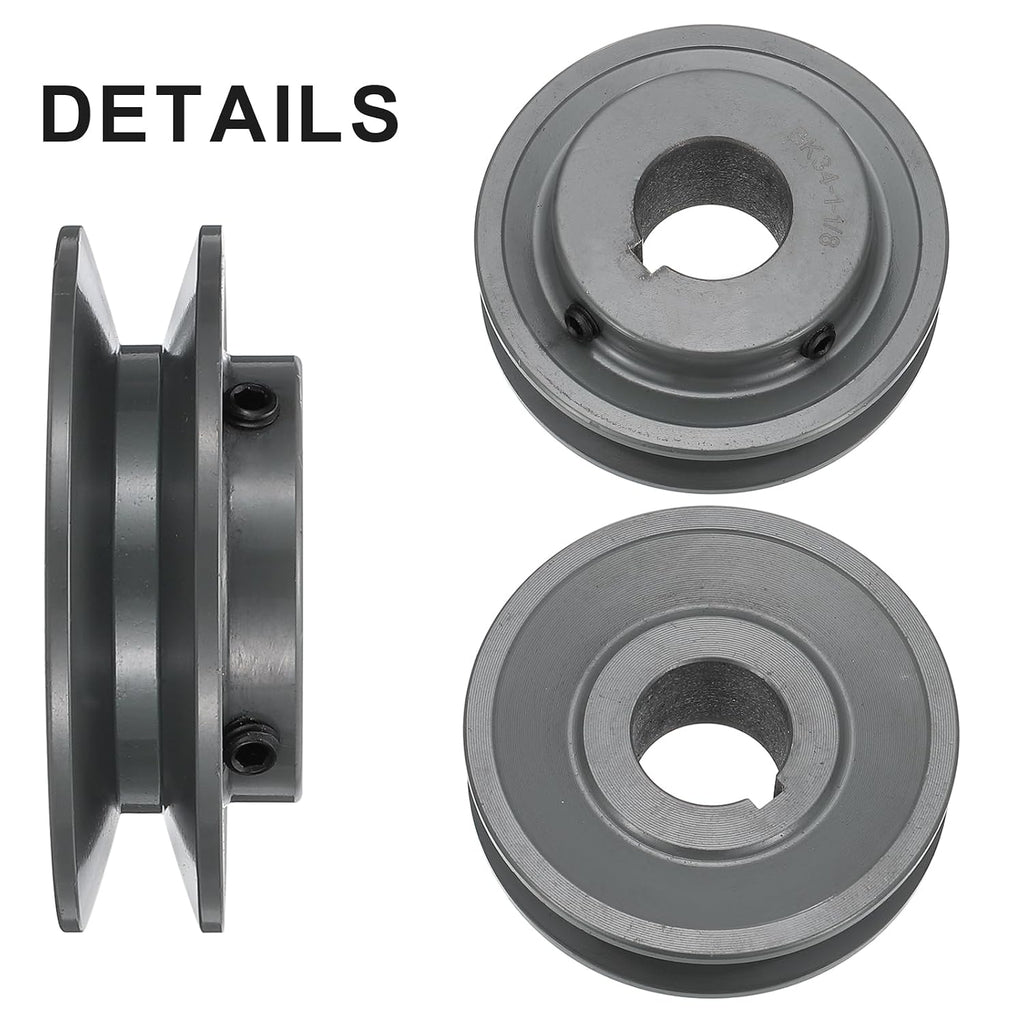 uxcell BK34-1 1/8 V-Belt Sheave 1-1/8"Bore 3.55"OD Single Groove Web Sheave Bored-to-Size Sheave, Cast Iron, Belt Section for 3L or B Belt