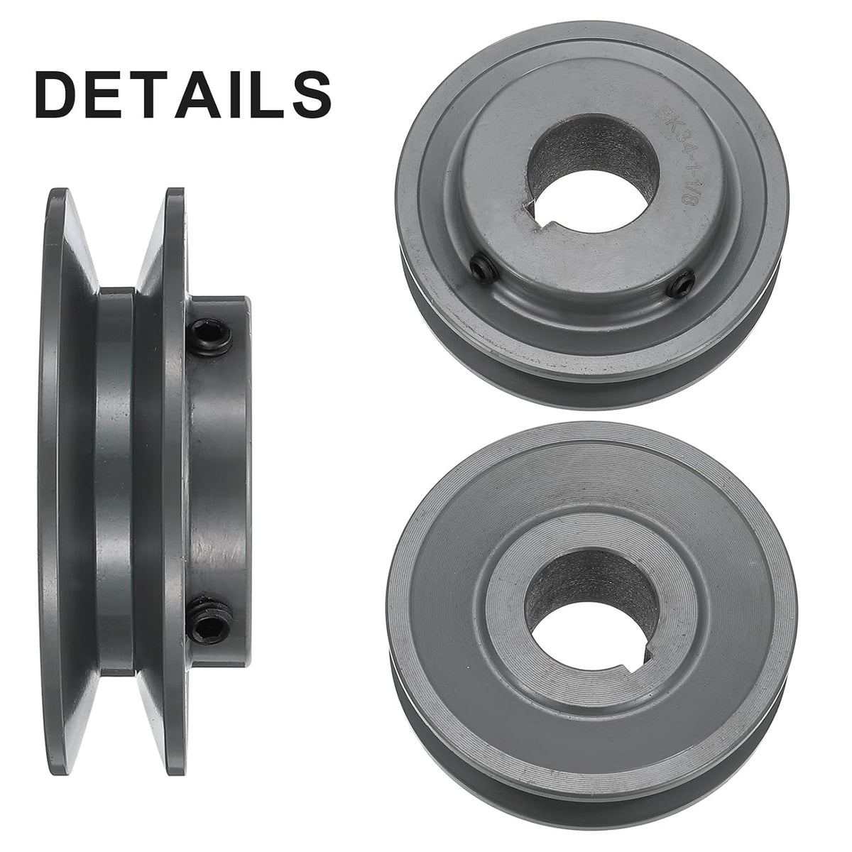 uxcell BK34-1 1/8 V-Belt Sheave 1-1/8"Bore 3.55"OD Single Groove Web Sheave Bored-to-Size Sheave, Cast Iron, Belt Section for 3L or B Belt