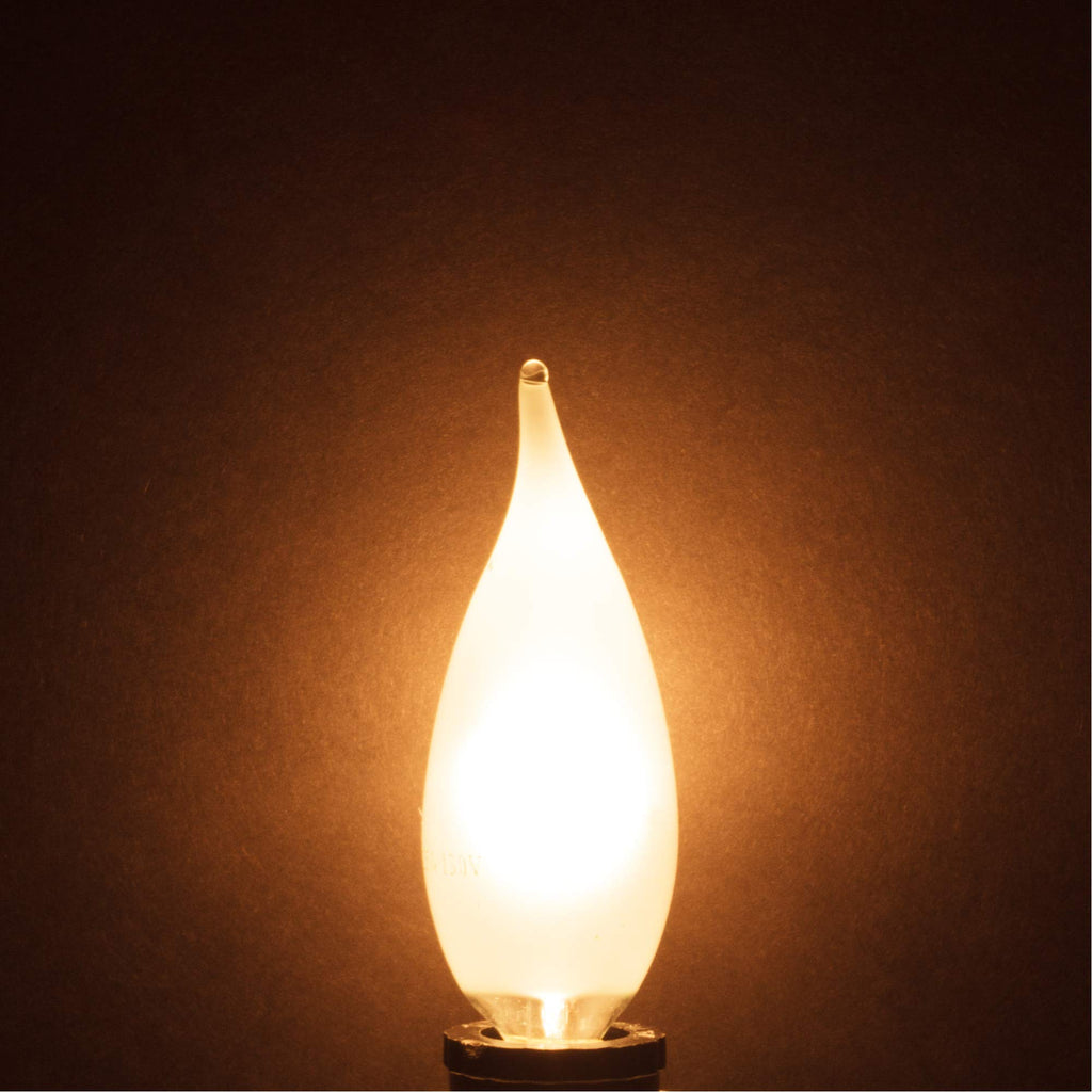 Candelabra Flame Tip Frosted CA10 40W E12 Base 120V, 12 Pack