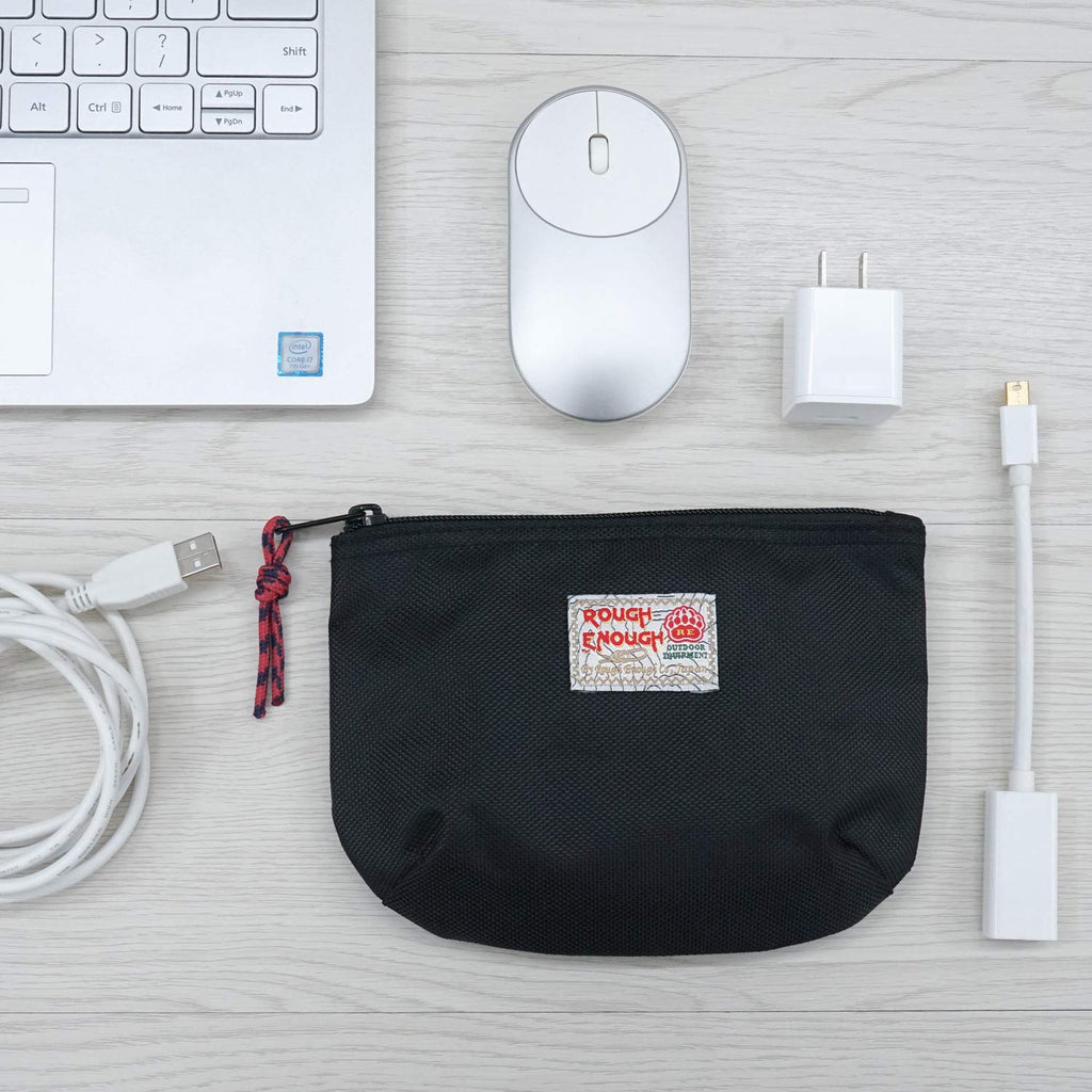 Rough Enough Small Tech Storage Pouch EDC Travel Cable Organizer, Black