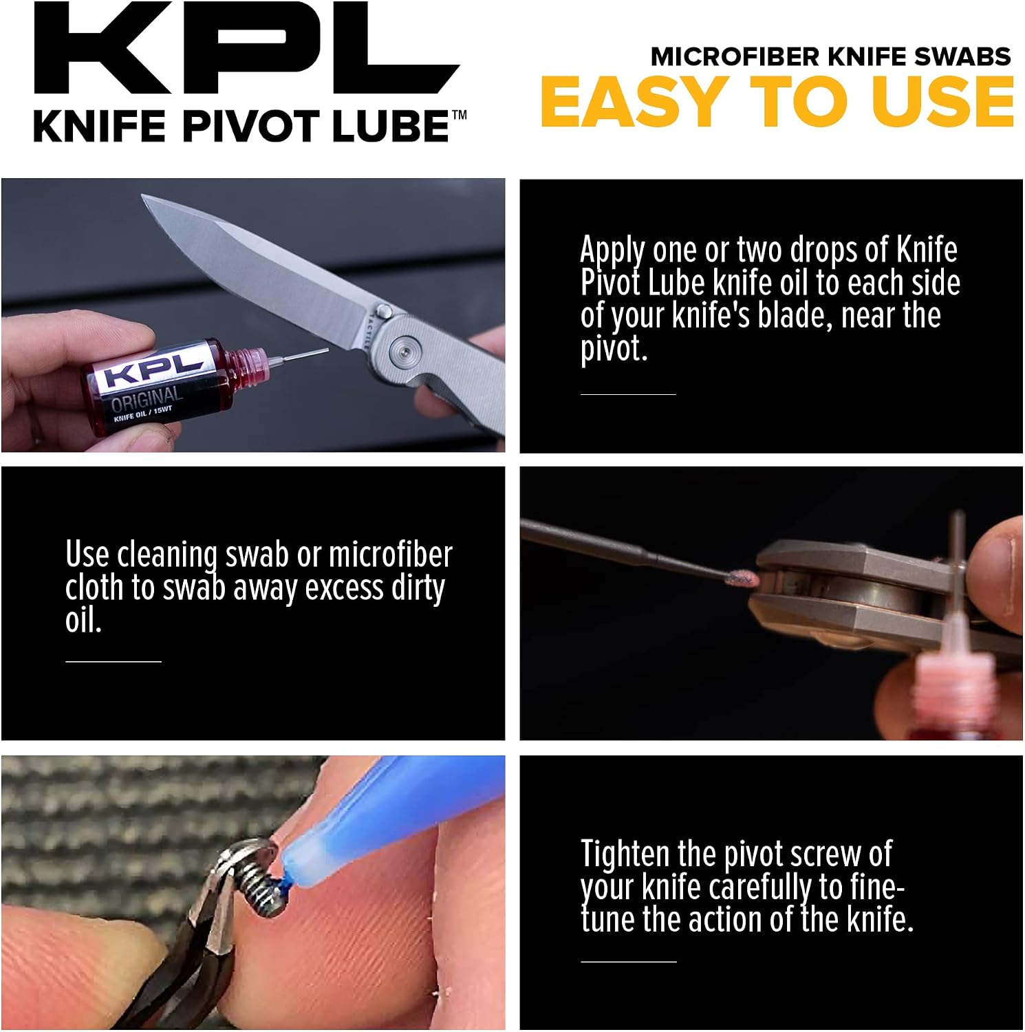KPL MicroFiber Knife Care Detail Swabs - Ultra-Precision Detailing Probes for Knife, Kitchen Cleaning Supplies