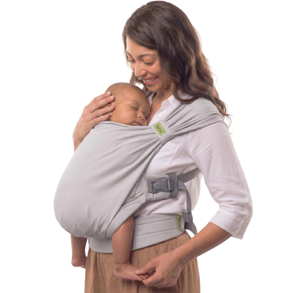 Bliss Pre-Wrapped Baby Wrap Carrier, Newborn Sling, Gray | Stretchy Hybrid Sling that slips on in seconds, no tying