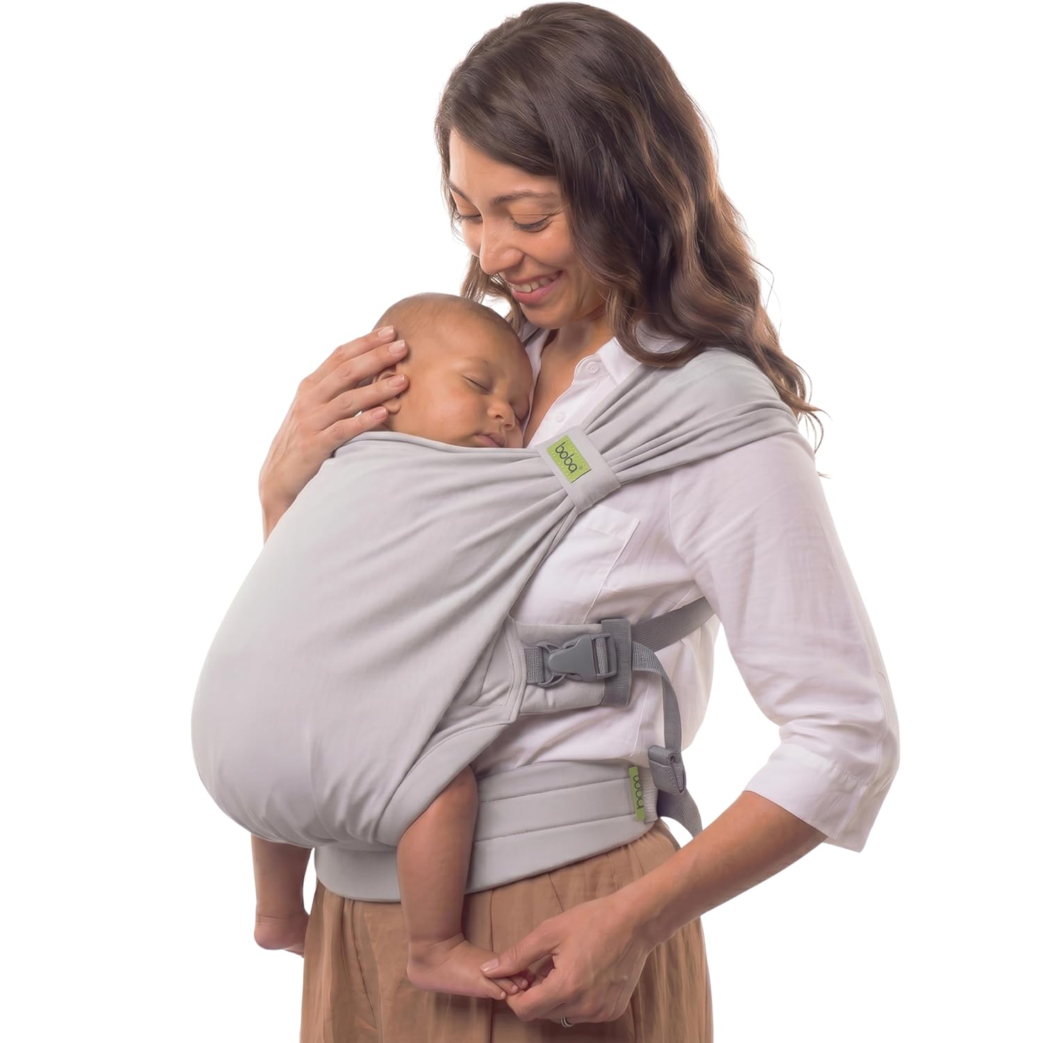 Bliss Pre-Wrapped Baby Wrap Carrier, Newborn Sling, Gray | Stretchy Hybrid Sling that slips on in seconds, no tying