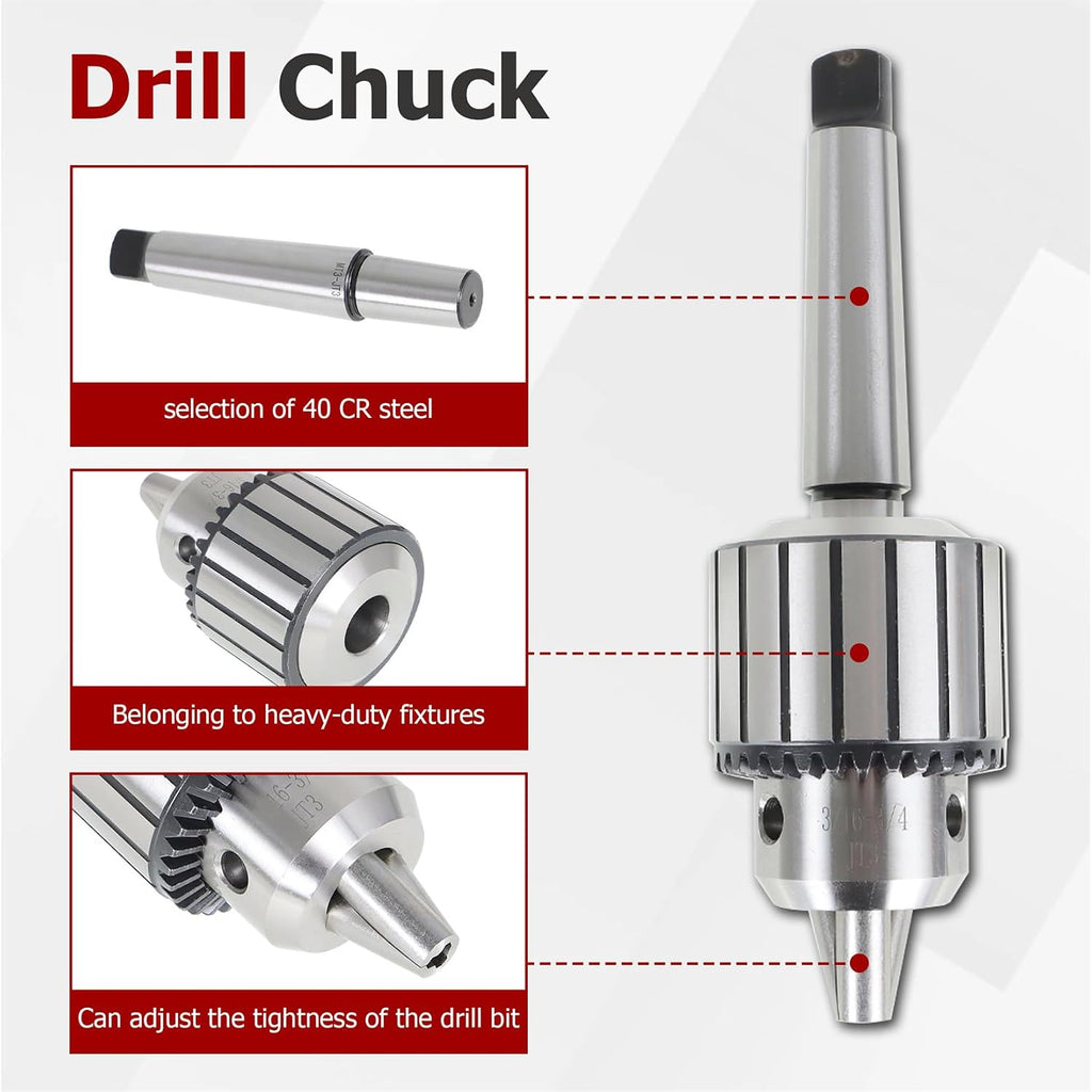 findmall JT3 Drill Chuck 3/16 Inch - 3/4 Inch Drill Press Chuck