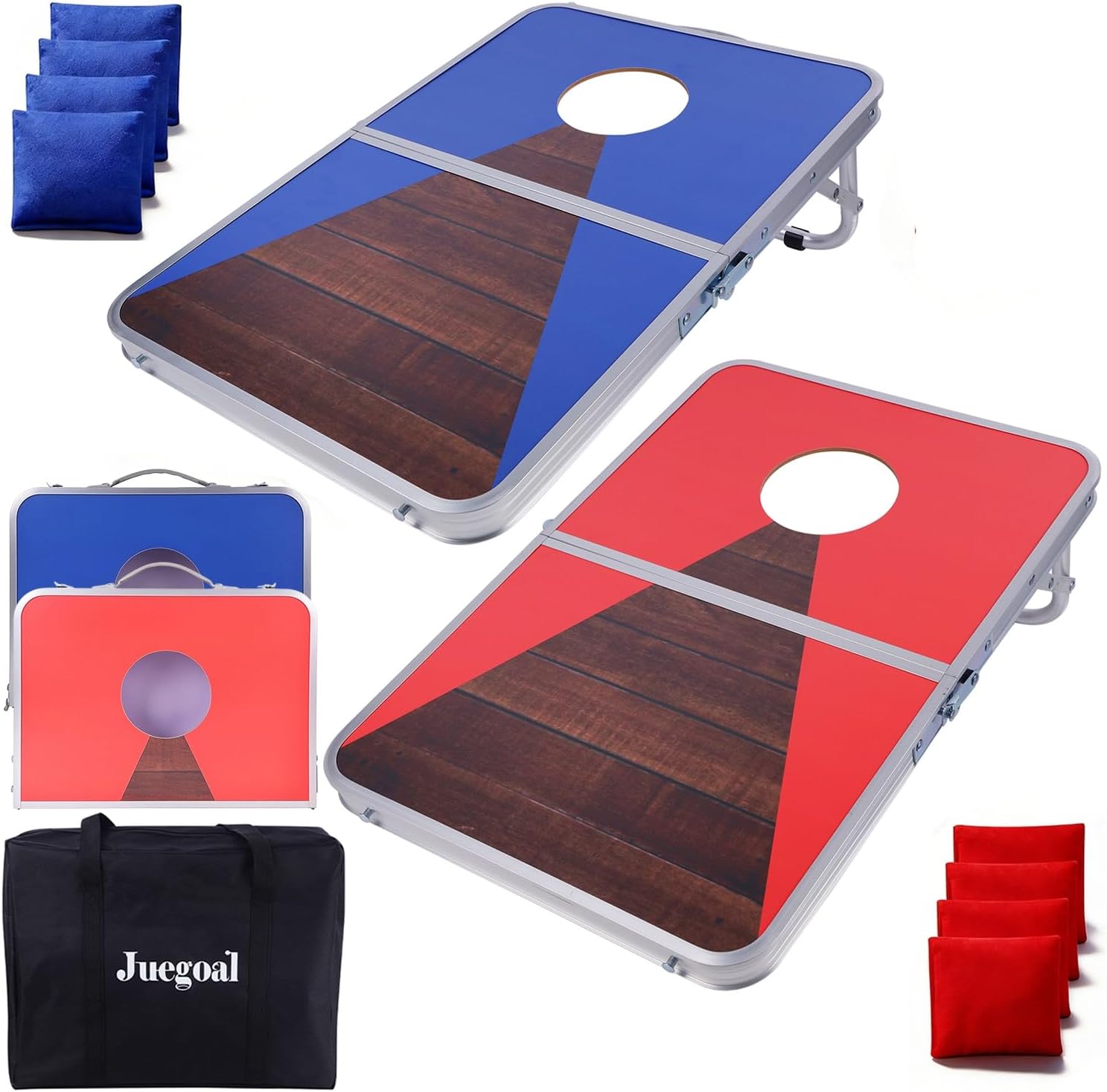 Portable Cornhole Board Set for Kids Teens & Adults, 24x16 Inch Foldable Corn Hole Games with Bean Bags & Carry Bag