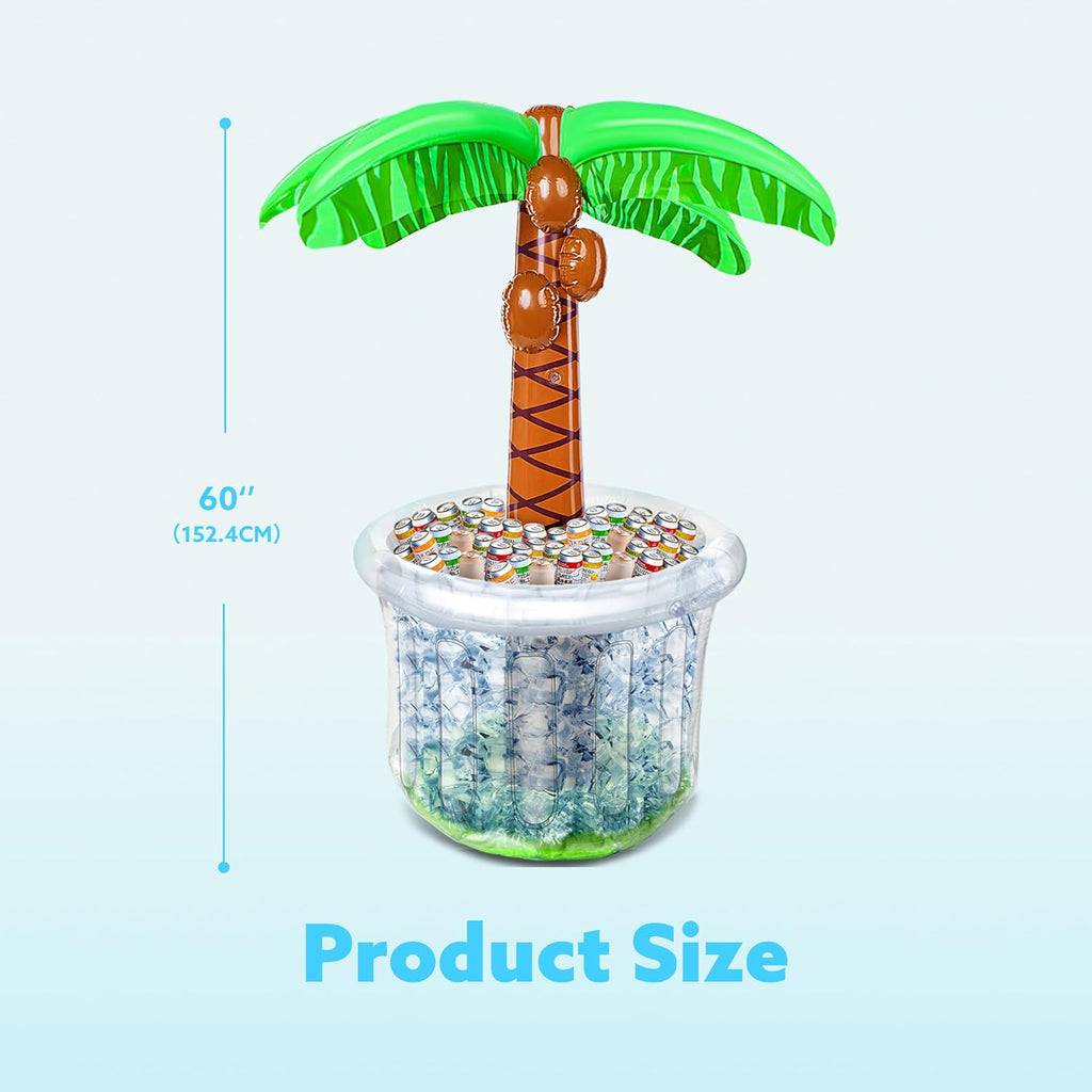 60" Inflatable Palm Tree Cooler, Beach Theme Decor, Pool Party Decorations, Luau Hawaiian Birthday Party Supplies