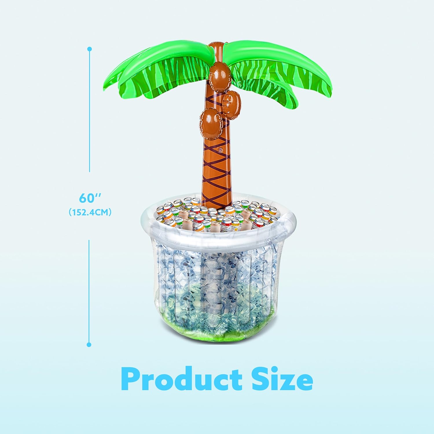 60" Inflatable Palm Tree Cooler, Beach Theme Decor, Pool Party Decorations, Luau Hawaiian Birthday Party Supplies